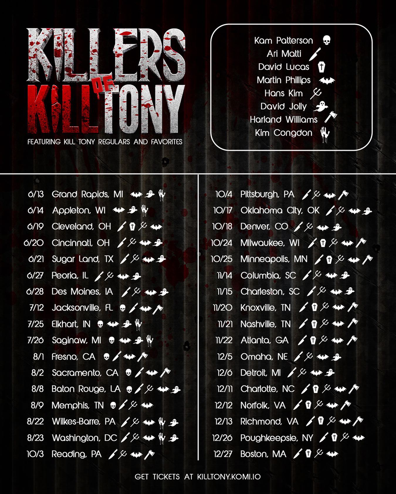 Killers of Kill Tony Tour Poster 2025